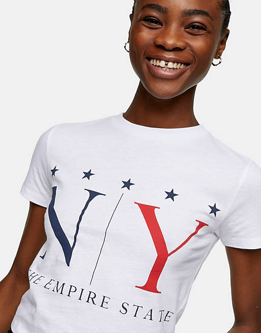 Topshop NYC slogan t-shirt in white