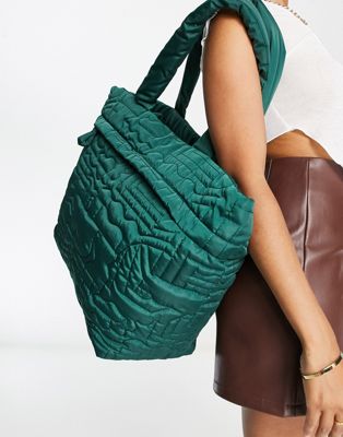 Topshop Nyla abstract stitch tote in green