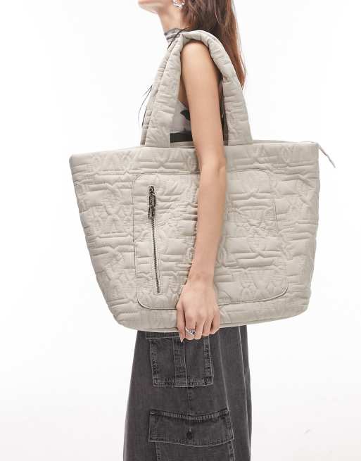 Topshop - Nyla - Borsa shopping in nylon color pietra