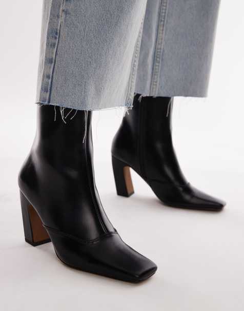 Topshop - Nyla - Stivaletti neri con tacco largo obliquo - view 1