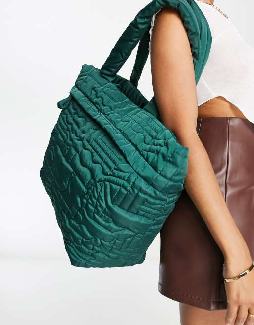 Topshop - Nyla - Tote tas met abstracte steken in groen