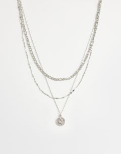 Nyle stainless steel multi chain necklace with pendants in silver