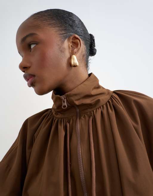 Topshop – Nylon-Anorak in Schokobraun, 2 von 4