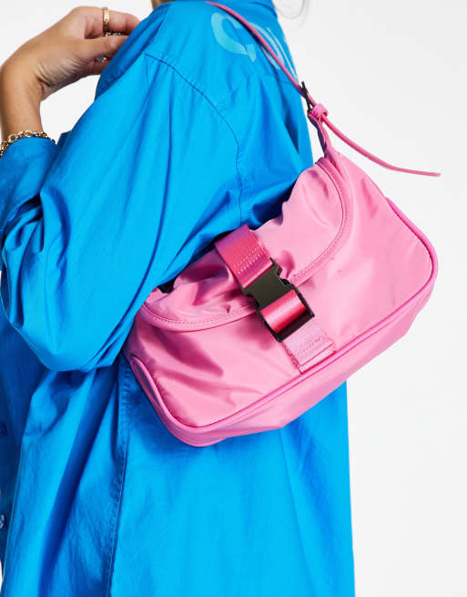 Topshop nylon buckle shoulder bag in pink