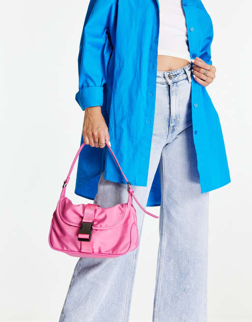 Topshop nylon buckle shoulder bag in pink