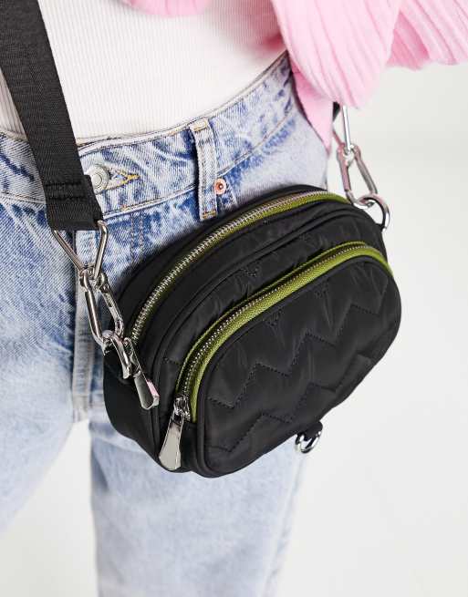 nylon contrast zip crossbody bag ASOS