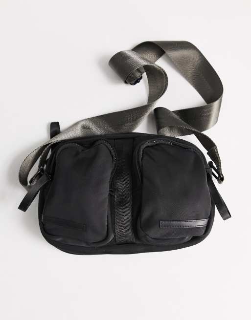 Nylon crossbody bag with pockets