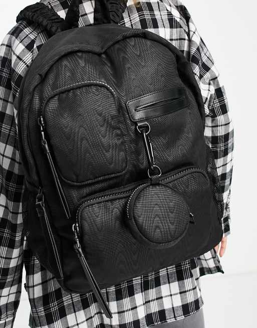 Topshop nylon multi pocket backpack in black ASOS