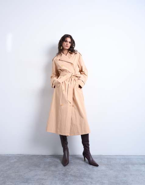 Topshop - Nylon regenjas met lange pasvorm in perzikkleur - view 1
