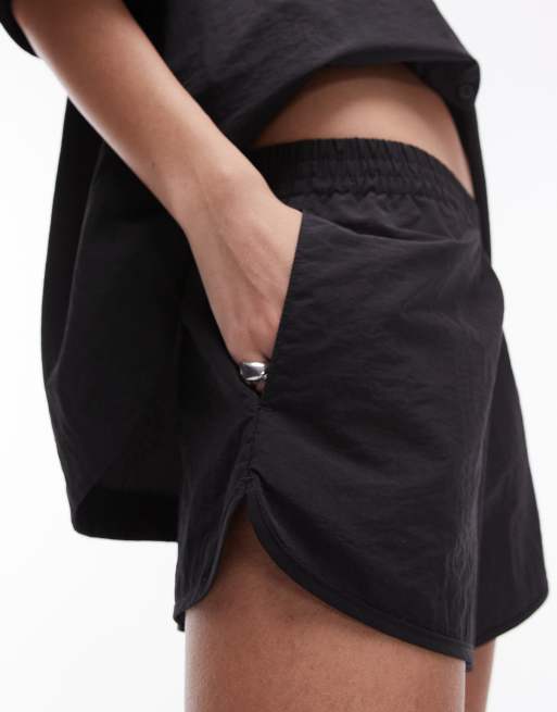 Topshop nylon runner short in black, 3 of 5