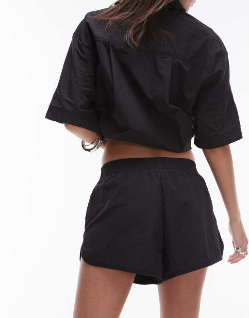 Topshop nylon runner short in black, 4 of 5