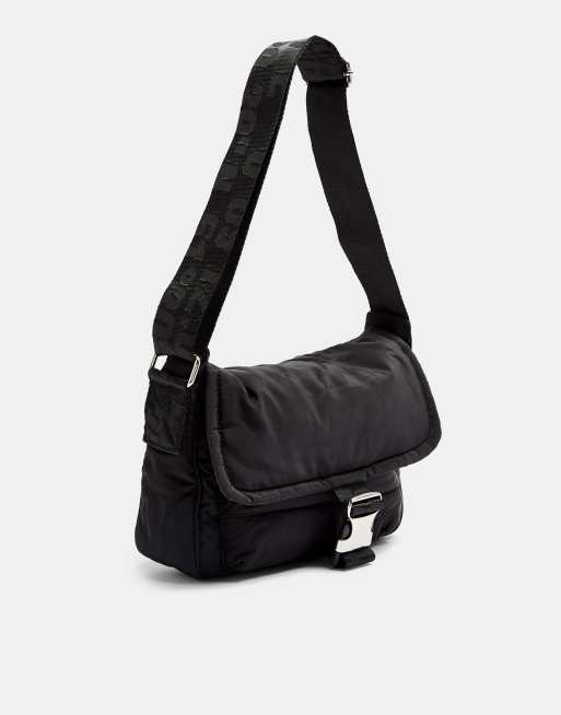 Black nylon store messenger bag