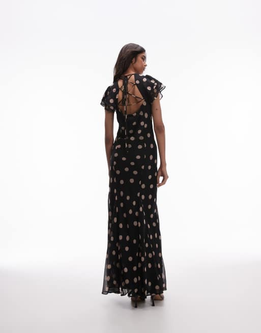 Clothing Store Top Shop Vestiti Dress Cerimonia Vestito A Pois Motivi Polka  Dot Ruffle Flare Sleeve