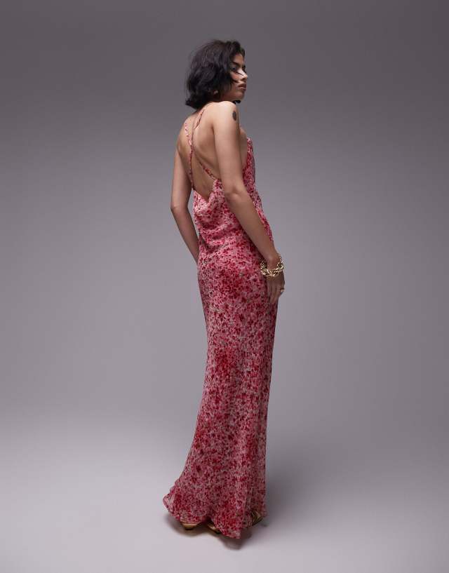 Topshop occasion maxi slip dress in red floral print Traditional Dress For Women Black Summer Dress