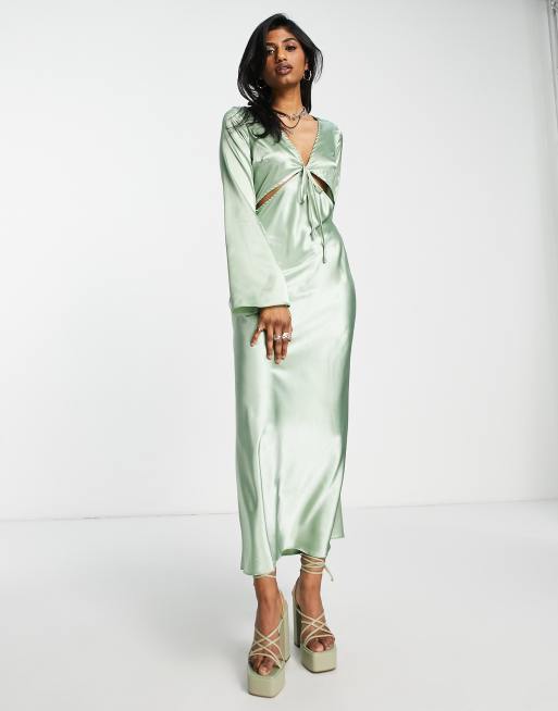 Satin cut 2025 out midi dress