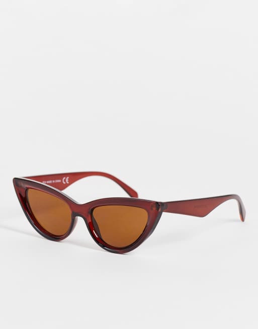 Topshop - Occhiali da sole cat-eye marroni in plastica
