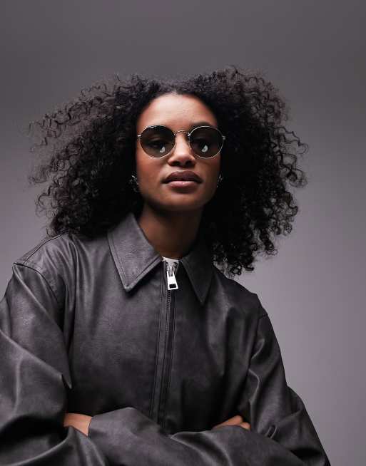 Topshop - Occhiali da sole rotondi argento, 4 di 4