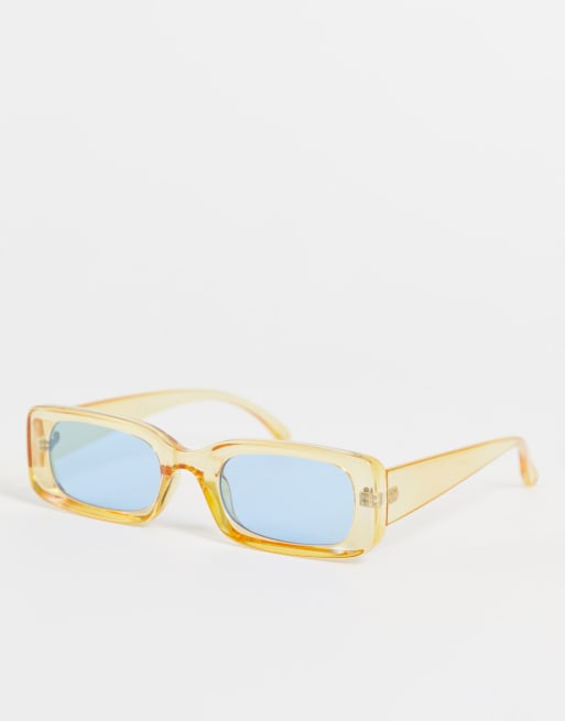 Topshop - Occhiali da sole slim rettangolari colore pop 