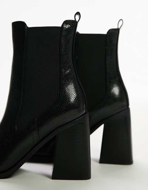 Topshop - Ocean - Stivaletti Chelsea con tacco e punta quadrata neri, 2 di 4