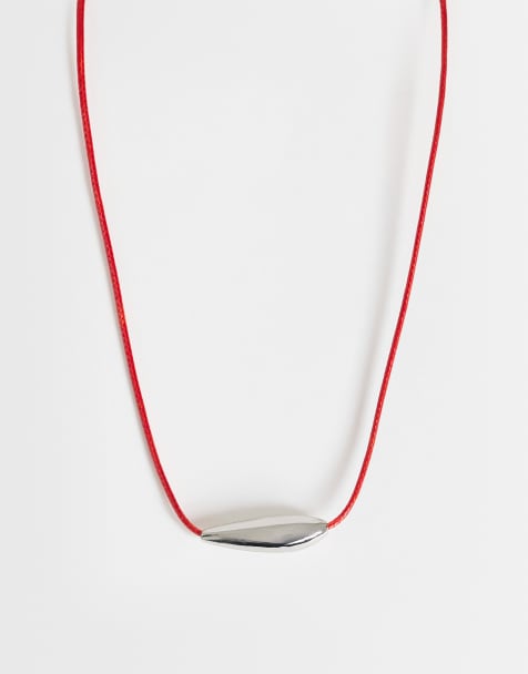 Topshop - Octavia - Collier long avec détail argenté - Rouge - view 1