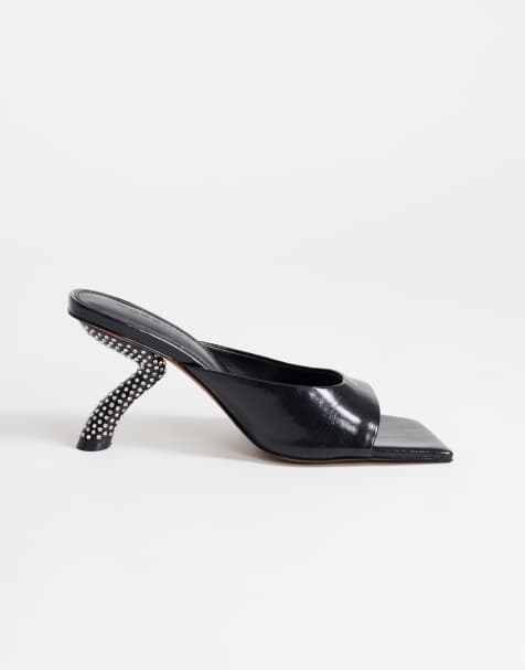 Topshop Octavia sandal med stropper og høj hæl med rhinsten i sort - view 1