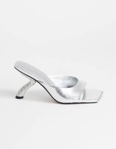 Octavia strappy high diamante heel sandal in silver