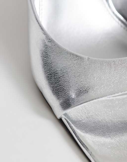 Topshop Octavia strappy high diamante heel sandal in silver, 3 of 4