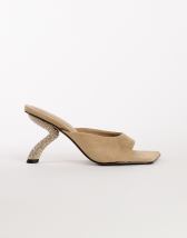 Topshop Octavia strappy high diamante heel sandal in taupe