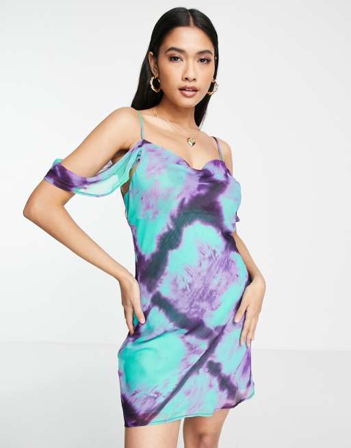 Tie dye off shop the shoulder dress