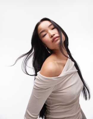 Topshop Off-the-shoulder Top In Off-white