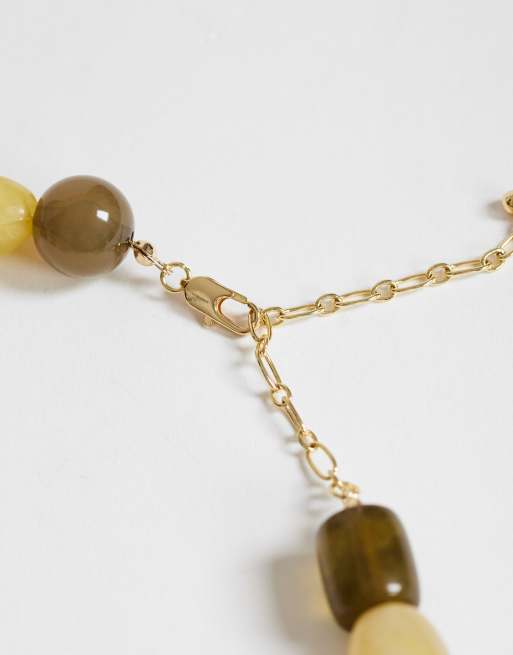 Topshop olijvenkralenketting in groen gemengd, 2 van 4