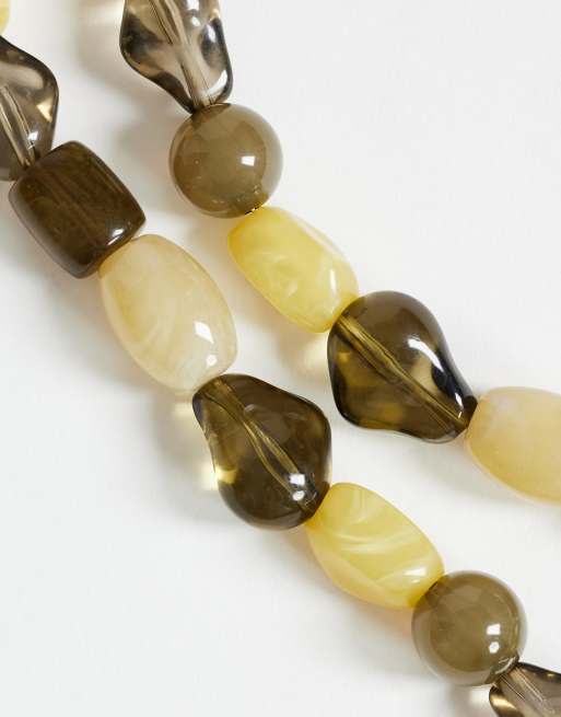 Topshop olijvenkralenketting in groen gemengd, 3 van 4