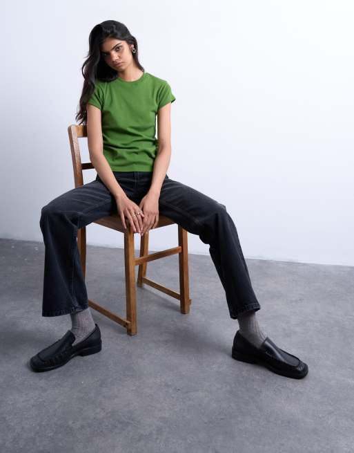 Topshop - Olivengrøn basis-T-shirt, 2 af 4