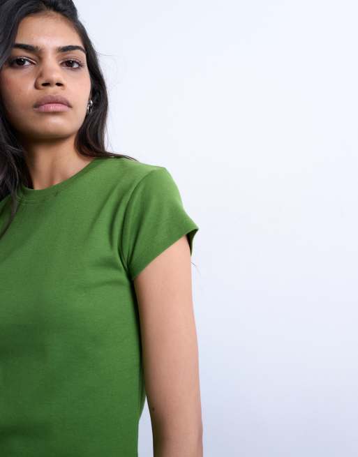 Topshop - Olivengrøn basis-T-shirt, 4 af 4