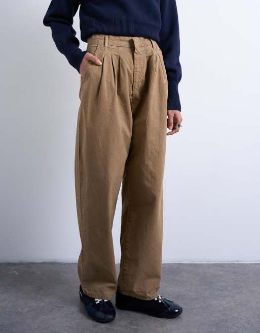Topshop - Olivengrønne cropped bukser med pintucks i taljen, 2 af 5