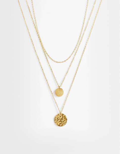 Topshop Oliver waterbestendige roestvrijstalen meerlaagse ketting in goud - view 1