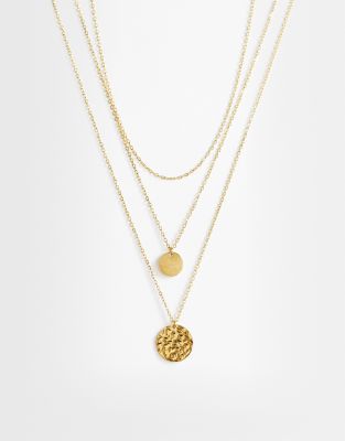 Topshop Oliver Waterproof Stainless Steel Multi Layer Necklace In Gold