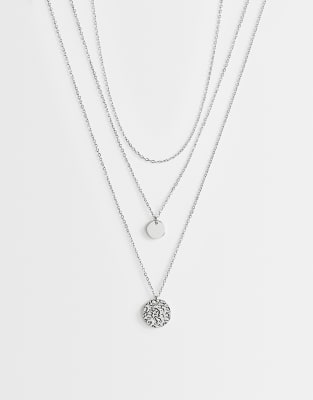 Topshop Oliver Waterproof Stainless Steel Multi Layer Necklace In Silver