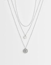 Topshop Oliver waterproof stainless steel multi layer necklace in silver