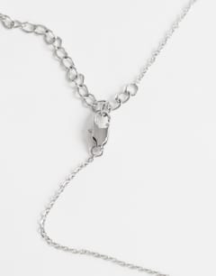 Model wearing Oliver waterproof stainless steel multi layer necklace in silver