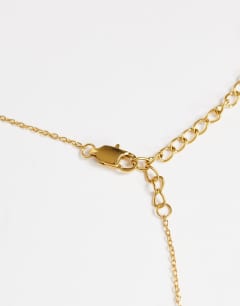 Model wearing Oliver waterproof stainless steel multipack necklace in gold