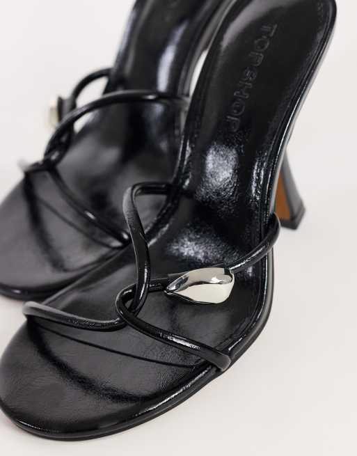 Topshop Olivia sandal med stropper og høj hæl med kugledetalje i sort, 3 af 4
