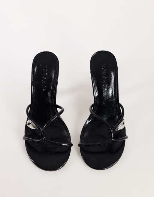 Topshop Olivia sandal med stropper og høj hæl med kugledetalje i sort, 4 af 4