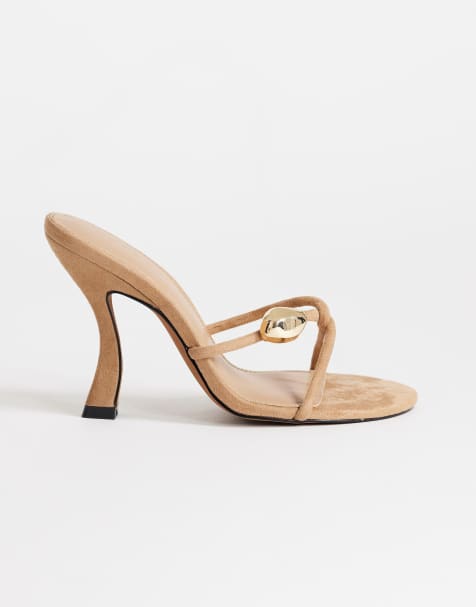 Topshop - Olivia - Sandalias color topo de tacón alto de antelina con diseño de tiras y detalle de esfera - view 1