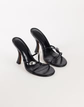 Topshop Olivia strappy high heel sandal with ball detail in black