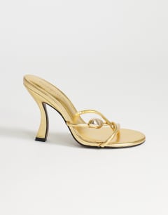 Olivia strappy high heel sandal with ball detail in gold