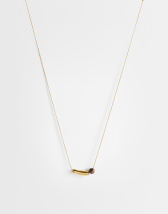 Topshop Olivio stainless steel necklace in gold with brown bead