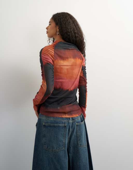 Topshop ombre draperet top med lange ærmer, 4 af 4