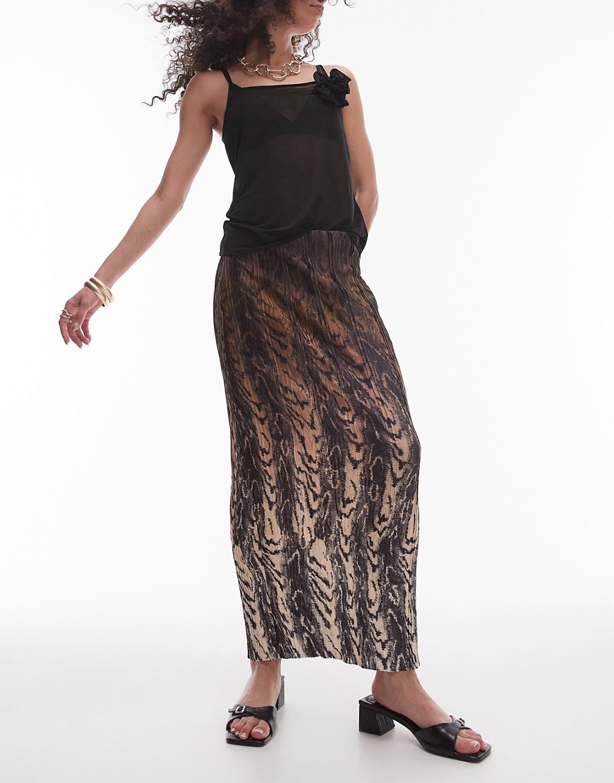 Topshop ombre snake plisse skirt in multi