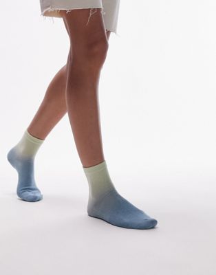 Topshop ombre sock in blue and green